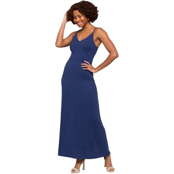 Market & Spruce Soft Jersey Knit Style Strappy Maxi Dress in Navy. Size 1X. New! - Picture 1 of 14